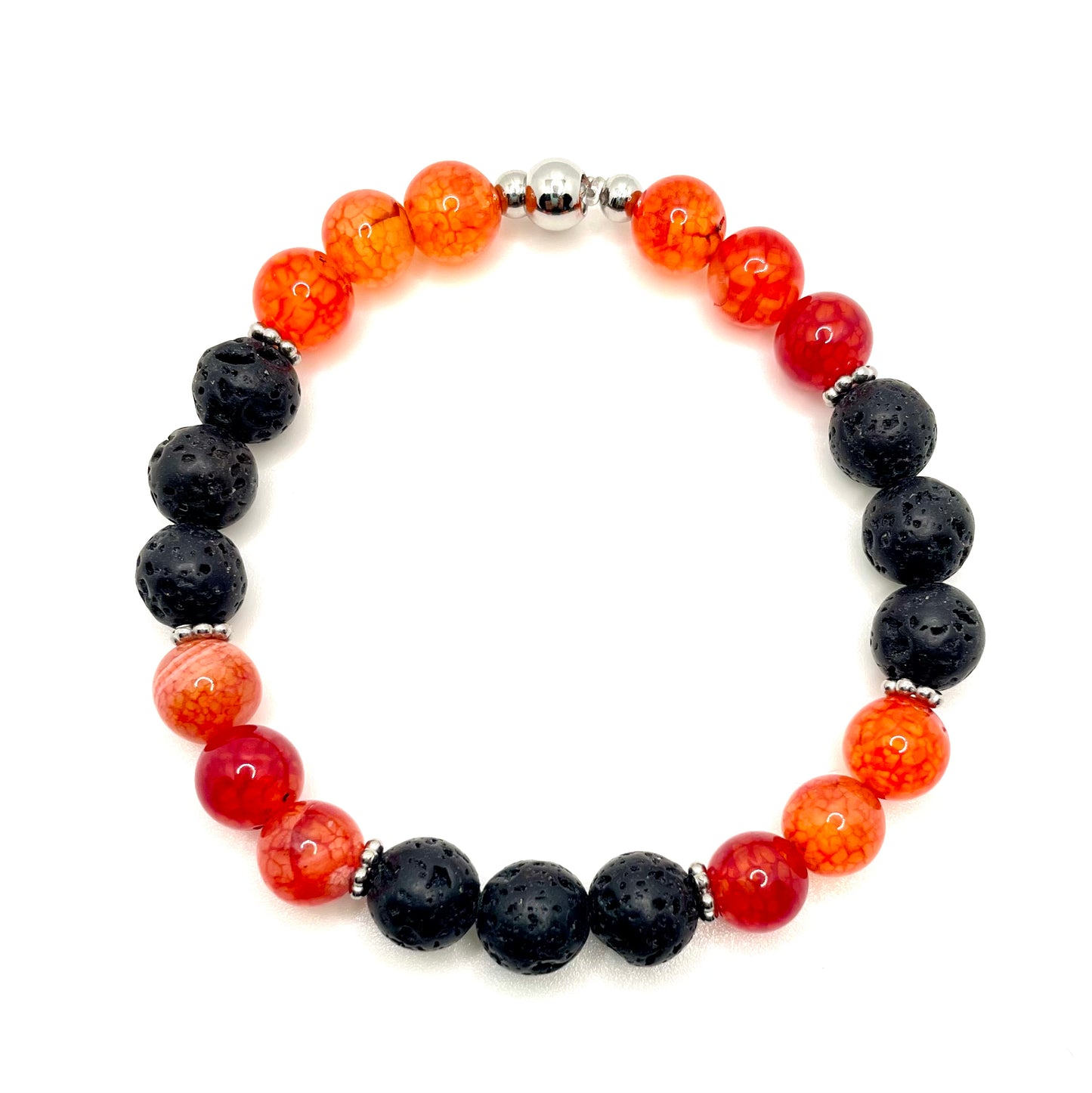 Bracelet en Agate de Feu Dragon et Pierre de Lave