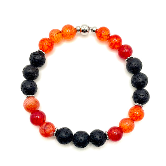 Bracelet en Agate de Feu Dragon et Pierre de Lave