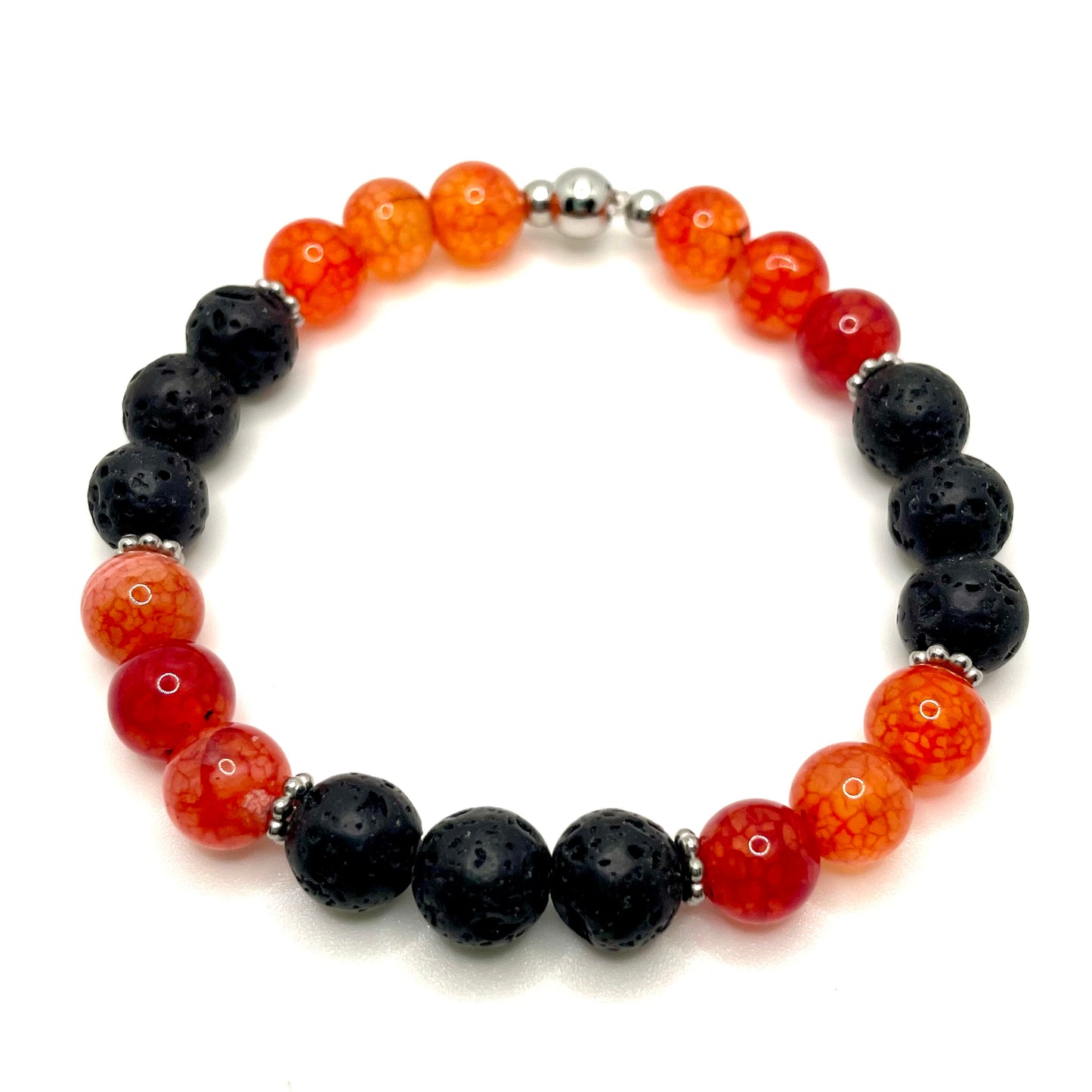 Bracelet en Agate de Feu Dragon et Pierre de Lave