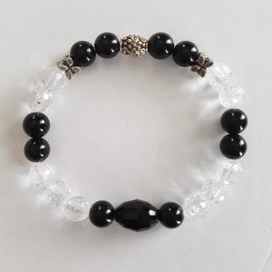 bracelet onyx, cristal, acrylique