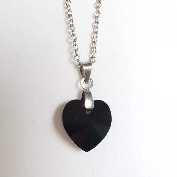 Moyen Coeur Noir en Cristal