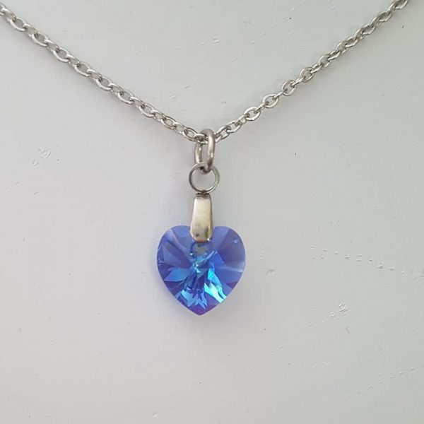 Petit Coeur Saphir Bleu en Cristal