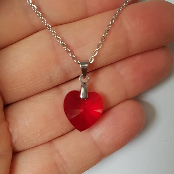 Moyen Coeur Rouge Clair en Cristal – Image 3