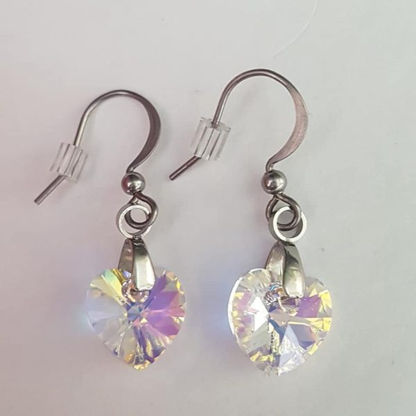 Boucles d'oreilles en cristal Aurore Boréale Dorée