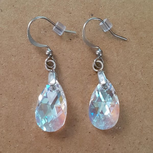 Boucles d'oreilles Poire en cristal clair Shimmer