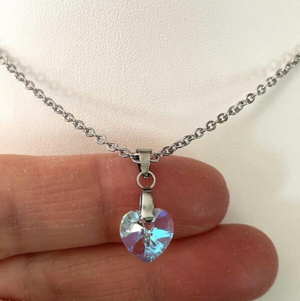 Petit Coeur Aurore Boréale Bleu en Cristal – Image 4