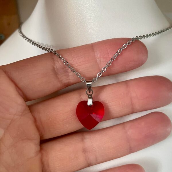 Moyen Coeur Rouge en Cristal