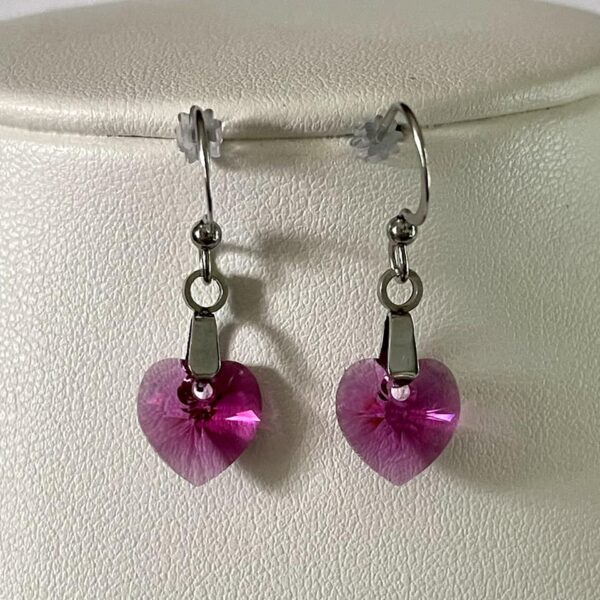 Boucles d'oreilles en cristal Rose Fuchsia translucide