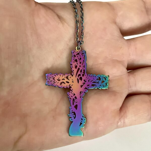 Croix Wicca en inox multicolore – Image 2