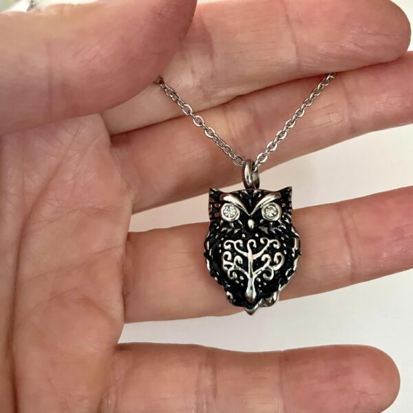 Urne Pendentif Hibou en acier inoxydable – Image 2