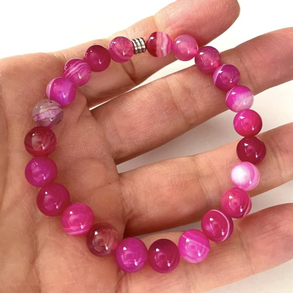 Bracelet en agate rose – Image 3